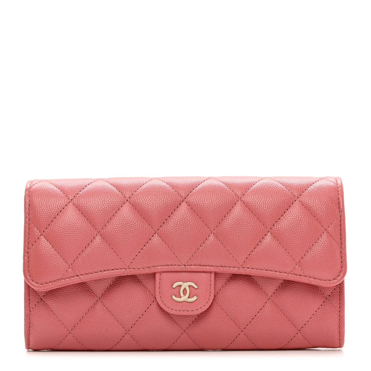 Chanel Caviar Quilted Long Flap Wallet Dark Pink 1 of 9