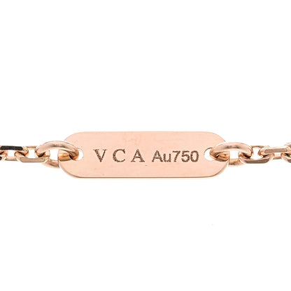 Van Cleef & Arpels 18K Rose Gold Diamond Pink Porcelain Vintage Alhambra Pendant Necklace 5 of 6