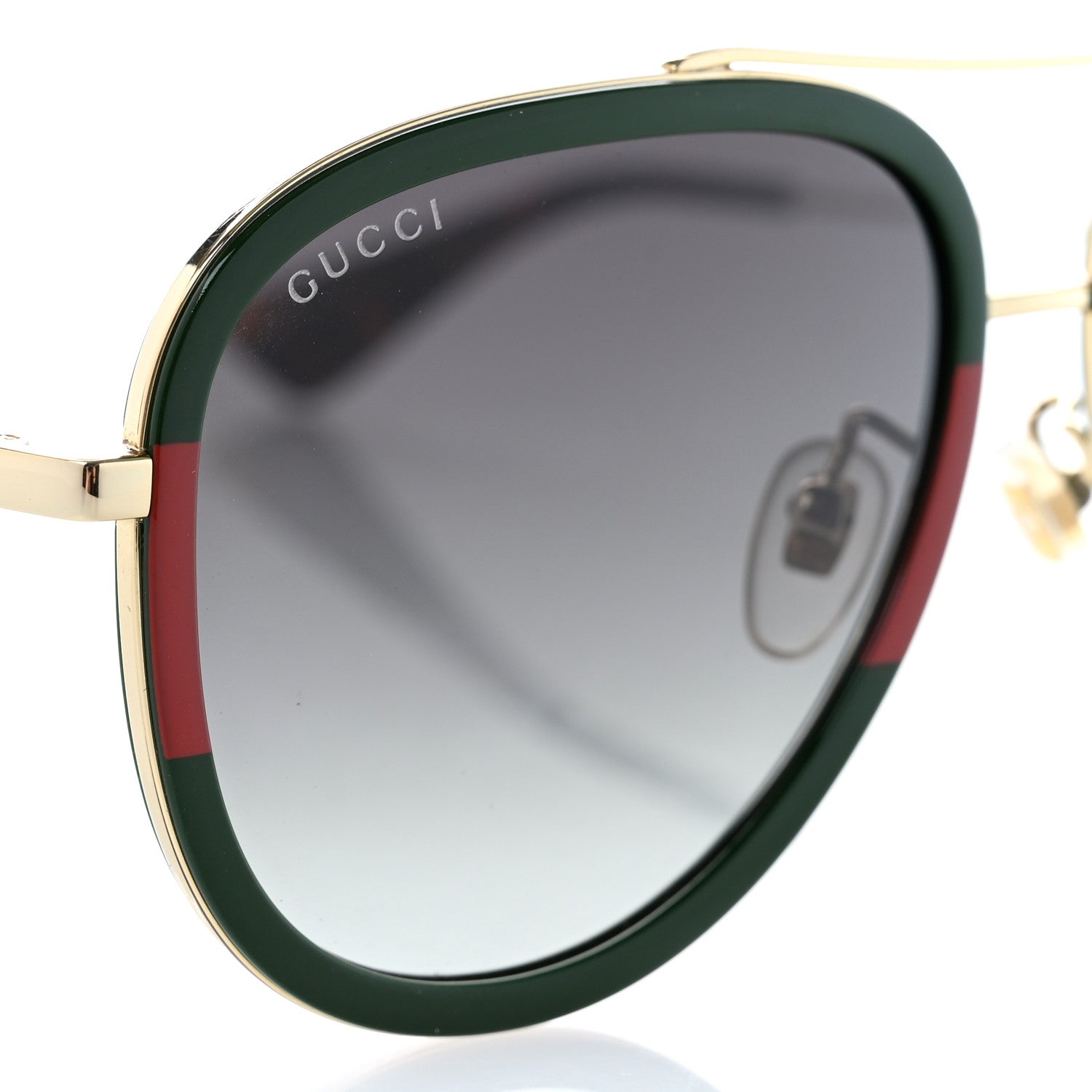 Gucci Web Aviator Sunglasses GG0062S Green Red 7 of 8