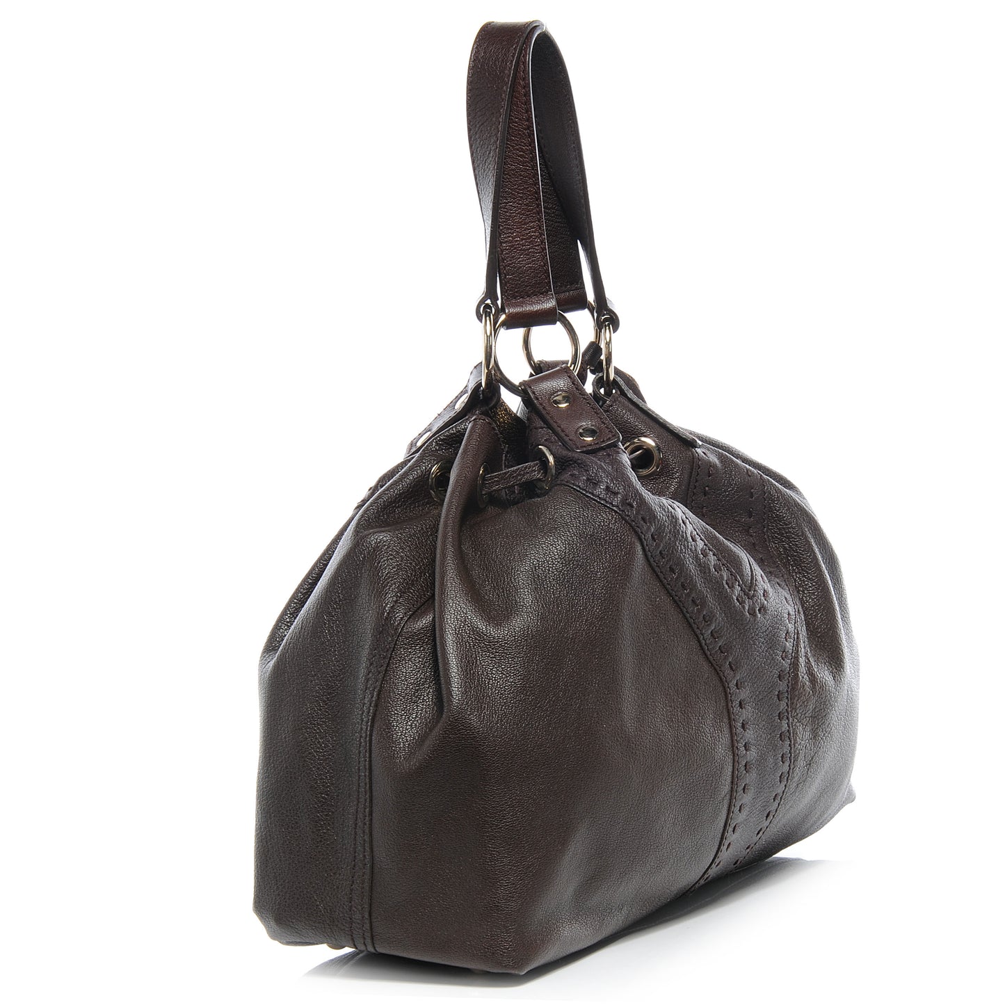 Leather Reversible Double Sac Y Tote Gold Brown