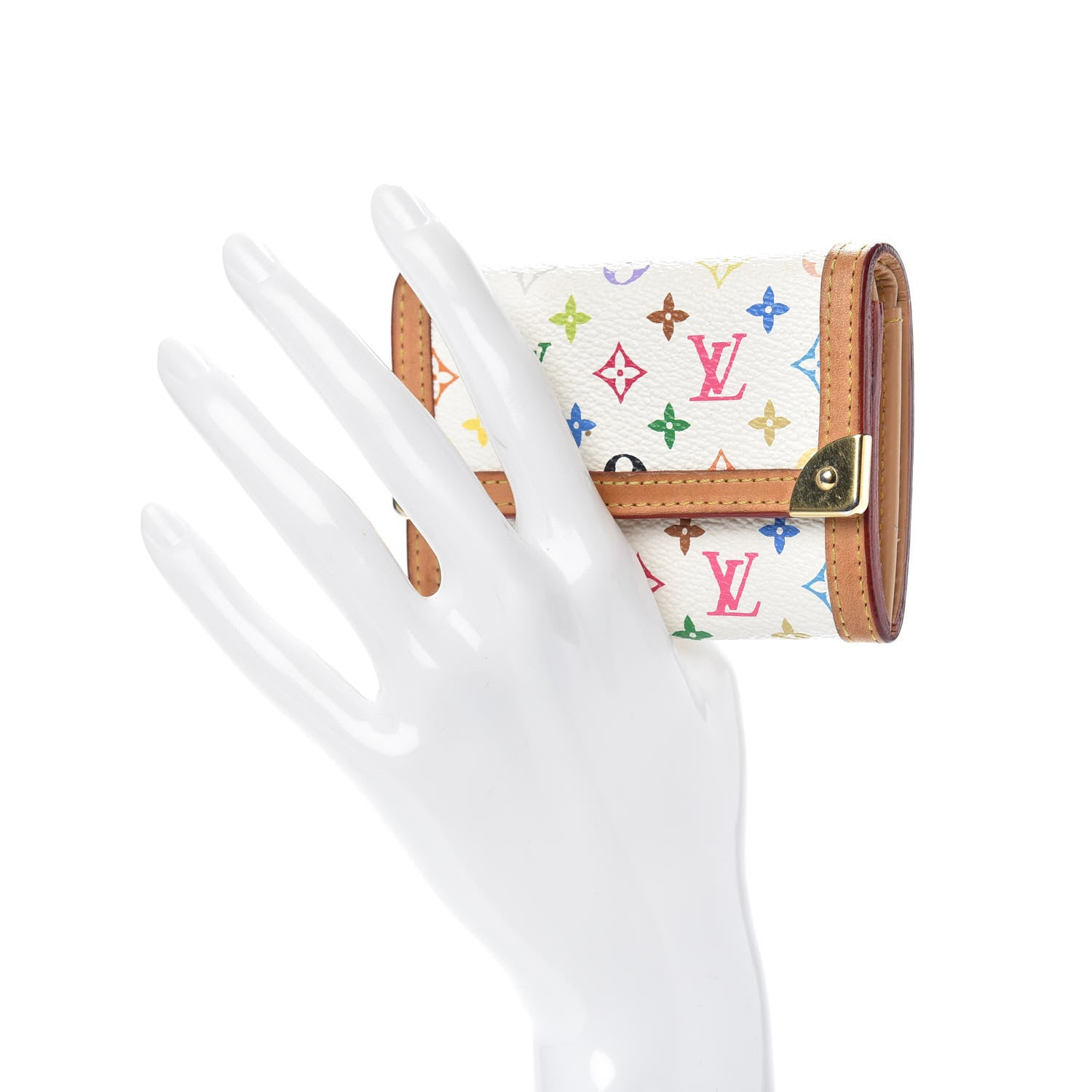 Louis Vuitton Monogram Multicolor Porte-Monnaie Plat Coin Purse White 2 of 8