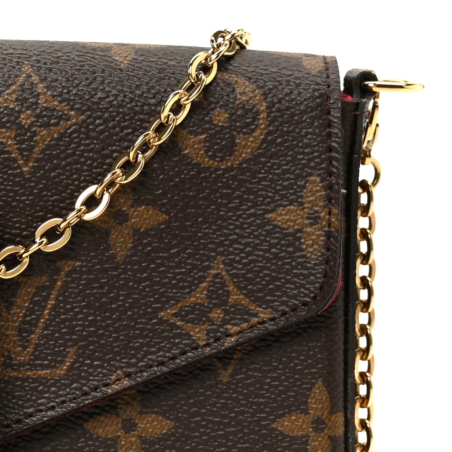 Monogram Pochette Felicie Chain Wallet Fuchsia