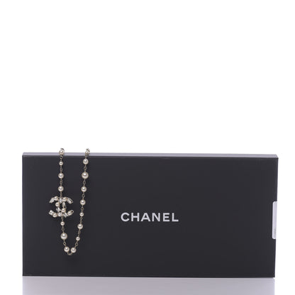 Chanel Pearl Crystal CC Snowfall Long Necklace Gold 7 of 7