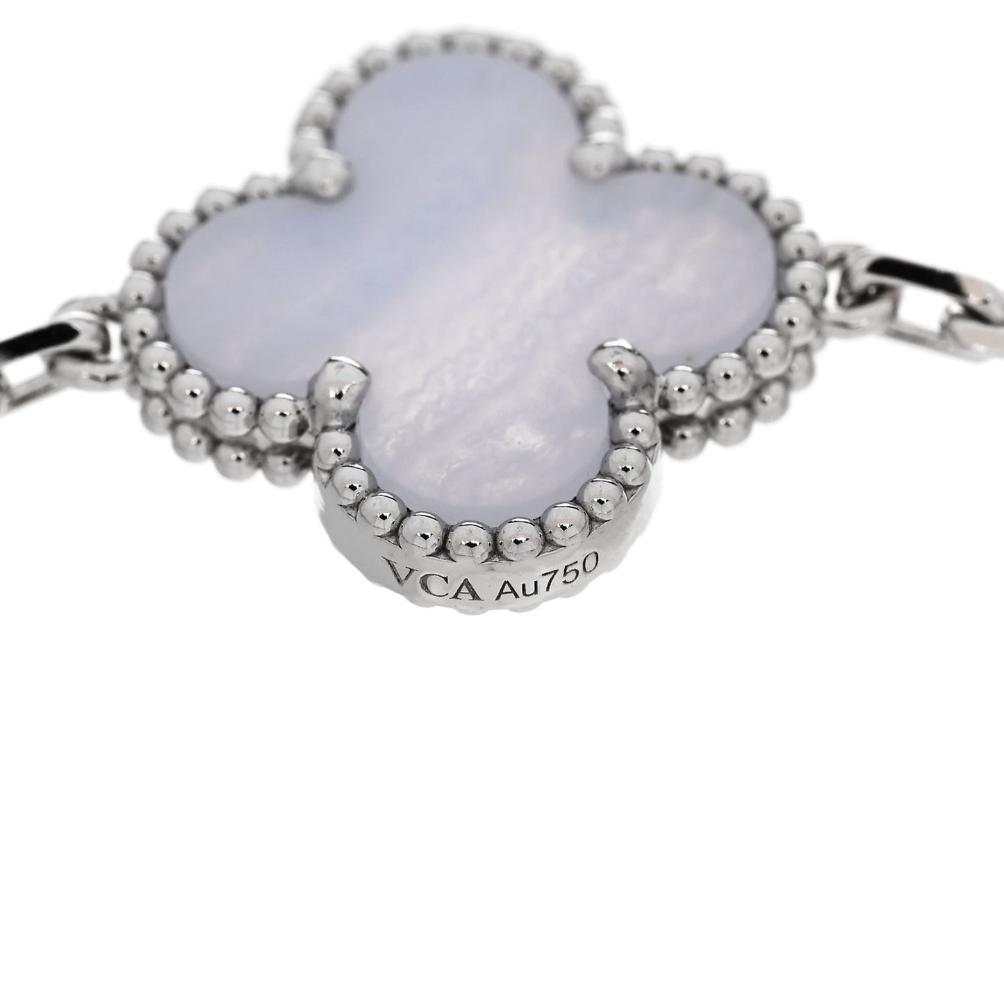 18K White Gold Chalcedony 5 Motifs Vintage Alhambra Bracelet