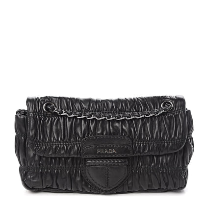 Prada Nappa Gaufre Flap Chain Shoulder Bag Black 1 of 9