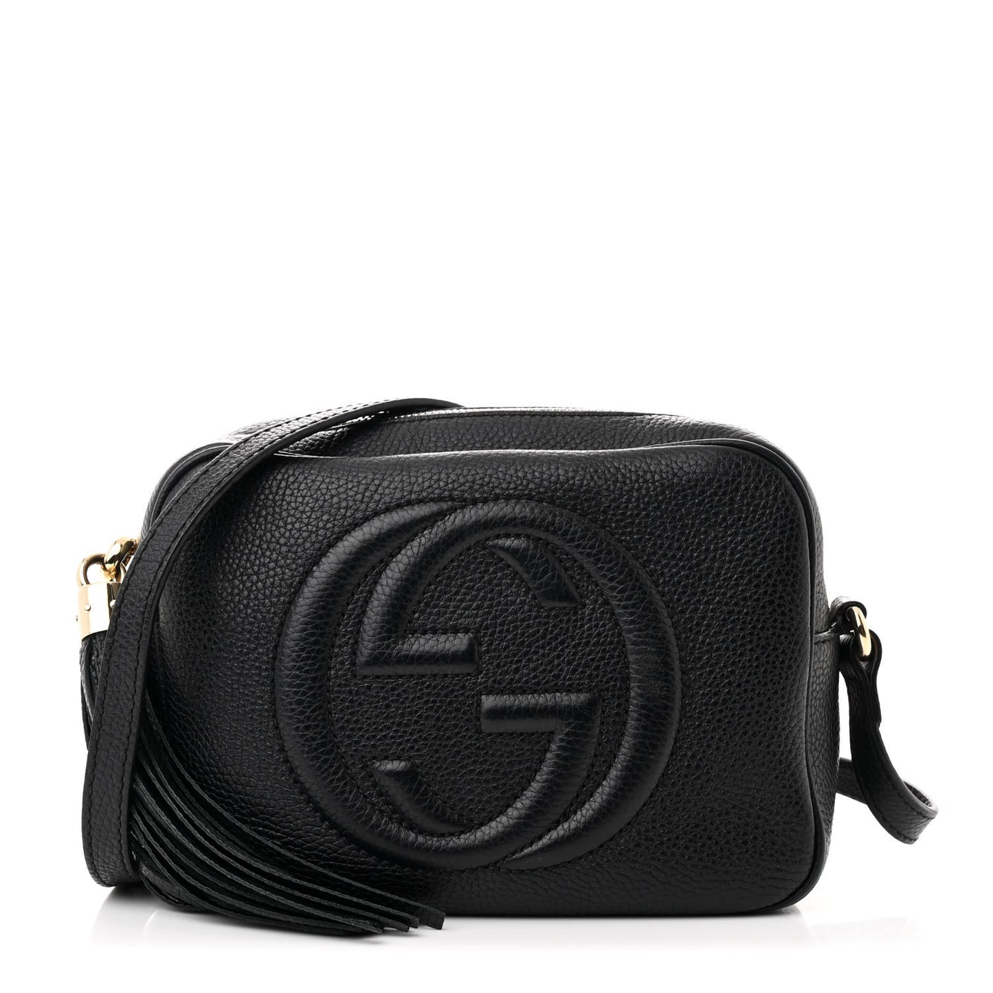 Pebbled Calfskin Small Soho Disco Bag Black
