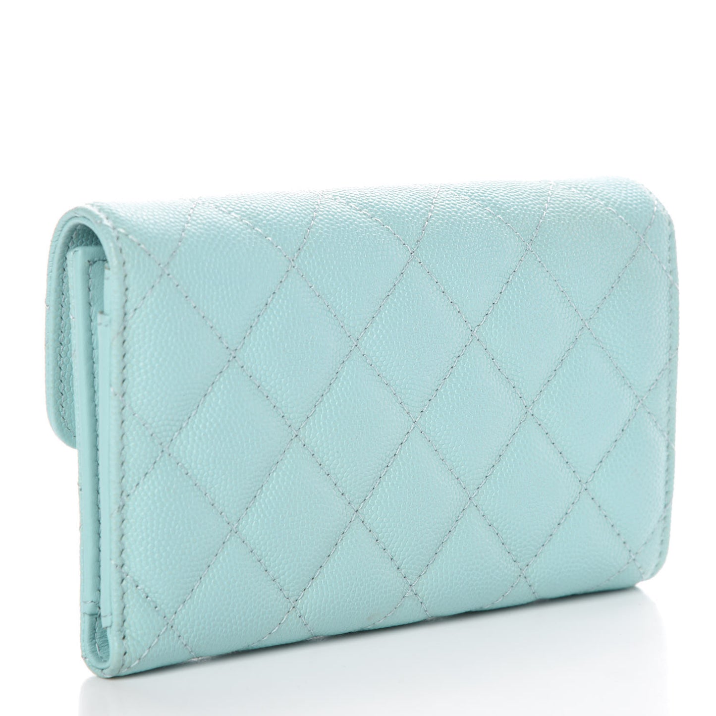 Caviar Quilted Medium Flap Wallet Light Blue