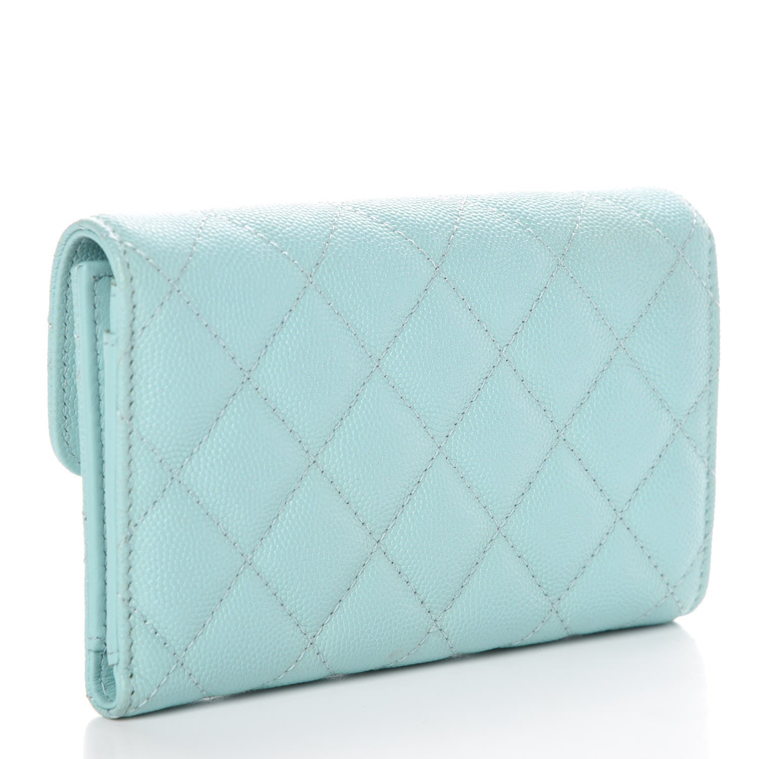 Chanel Caviar Quilted Medium Flap Wallet Light Blue 3 of 9
