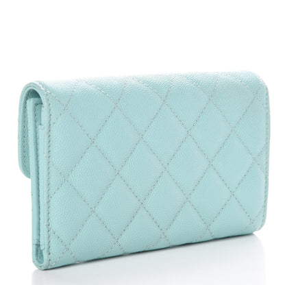 Chanel Caviar Quilted Medium Flap Wallet Light Blue 3 of 9