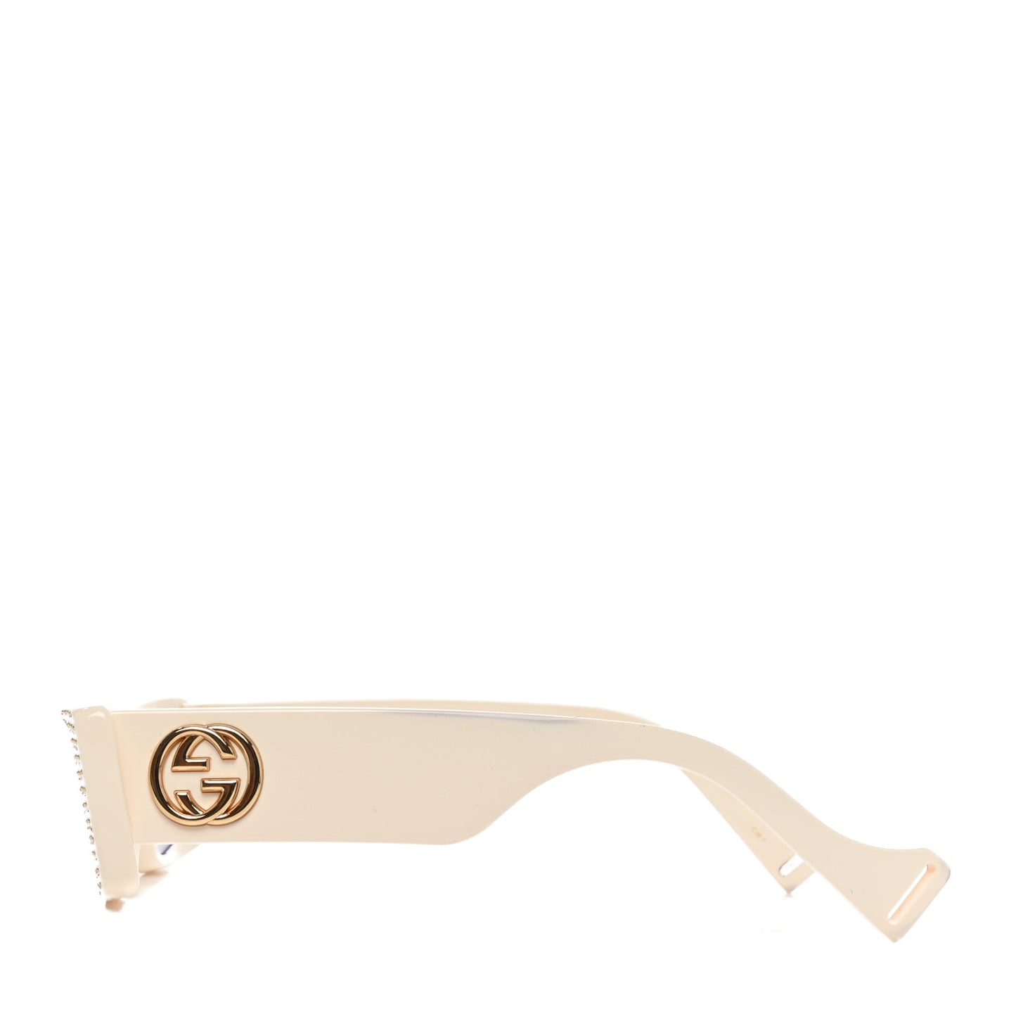 Acetate Rectangular Crystal Sunglasses GG0516S White