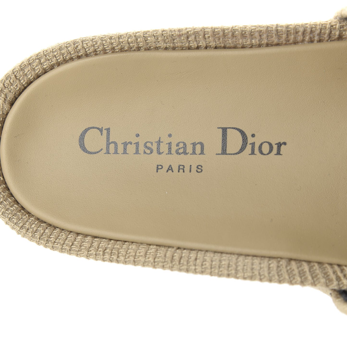 Natural Canvas Embroidered D-Way Platform Sandal 36 Black Cream