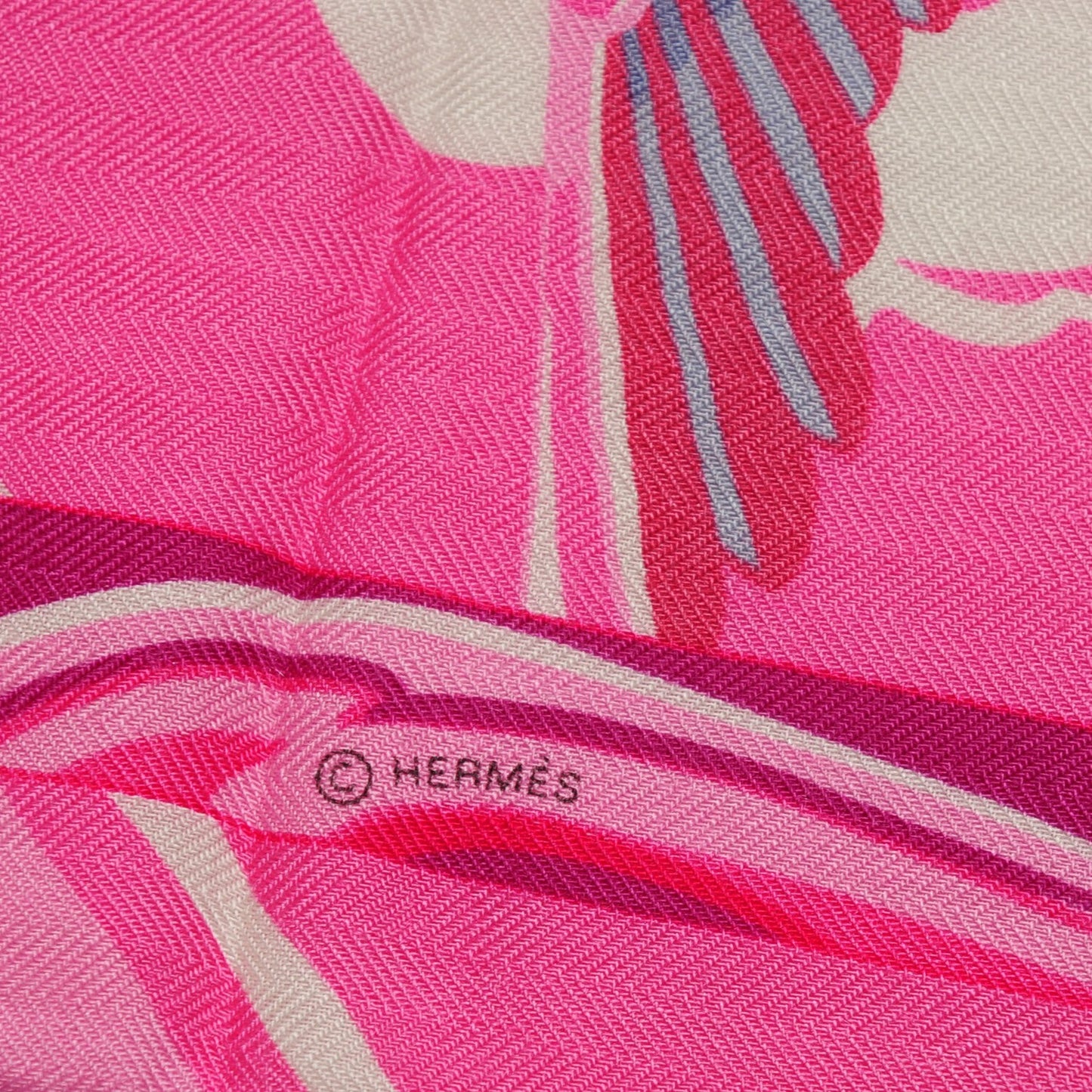Cashmere Silk De La Mer Au Ciel Shawl 140 Rose Vif Fuchsia Gris Bleuete