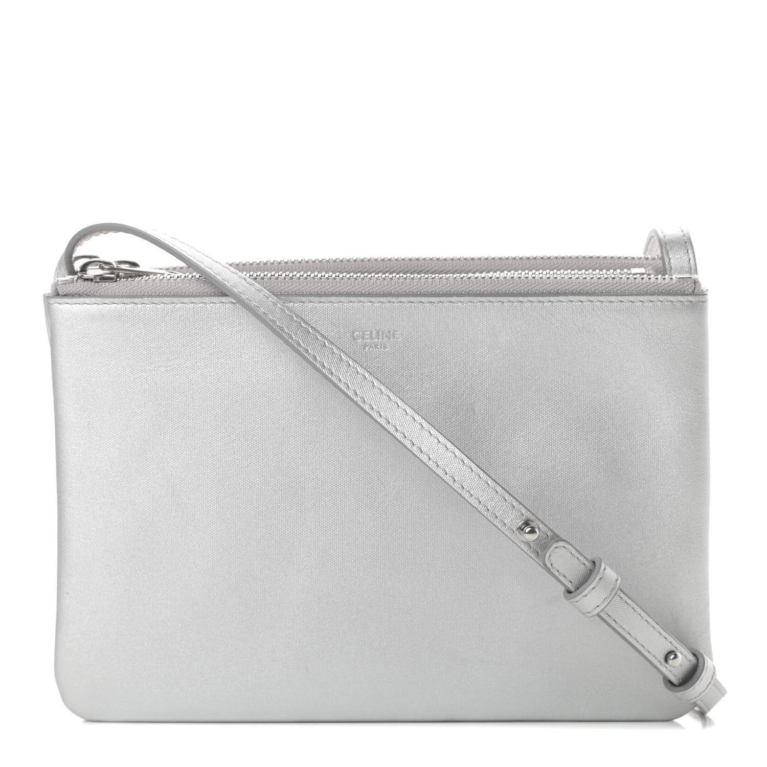 Celine Metallic Lambskin Small Trio Crossbody Bag Silver 1 of 15