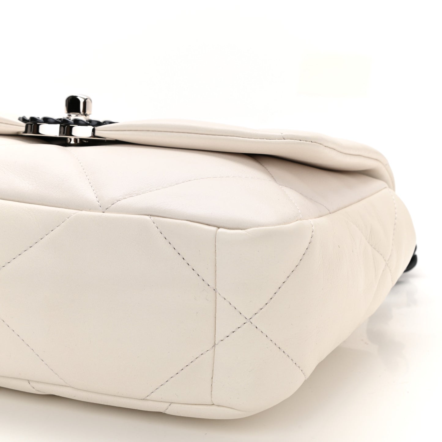 Glossy Calfskin Quilted Medium Chanel 19 Flap White Black