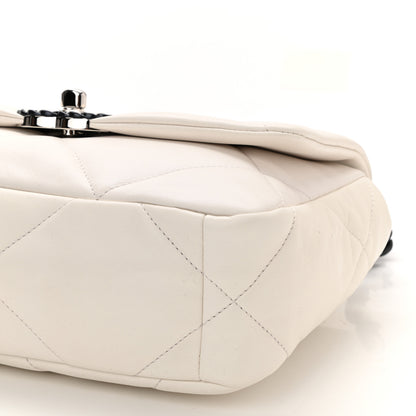 Chanel Glossy Calfskin Quilted Medium Chanel 19 Flap White Black 10 of 10