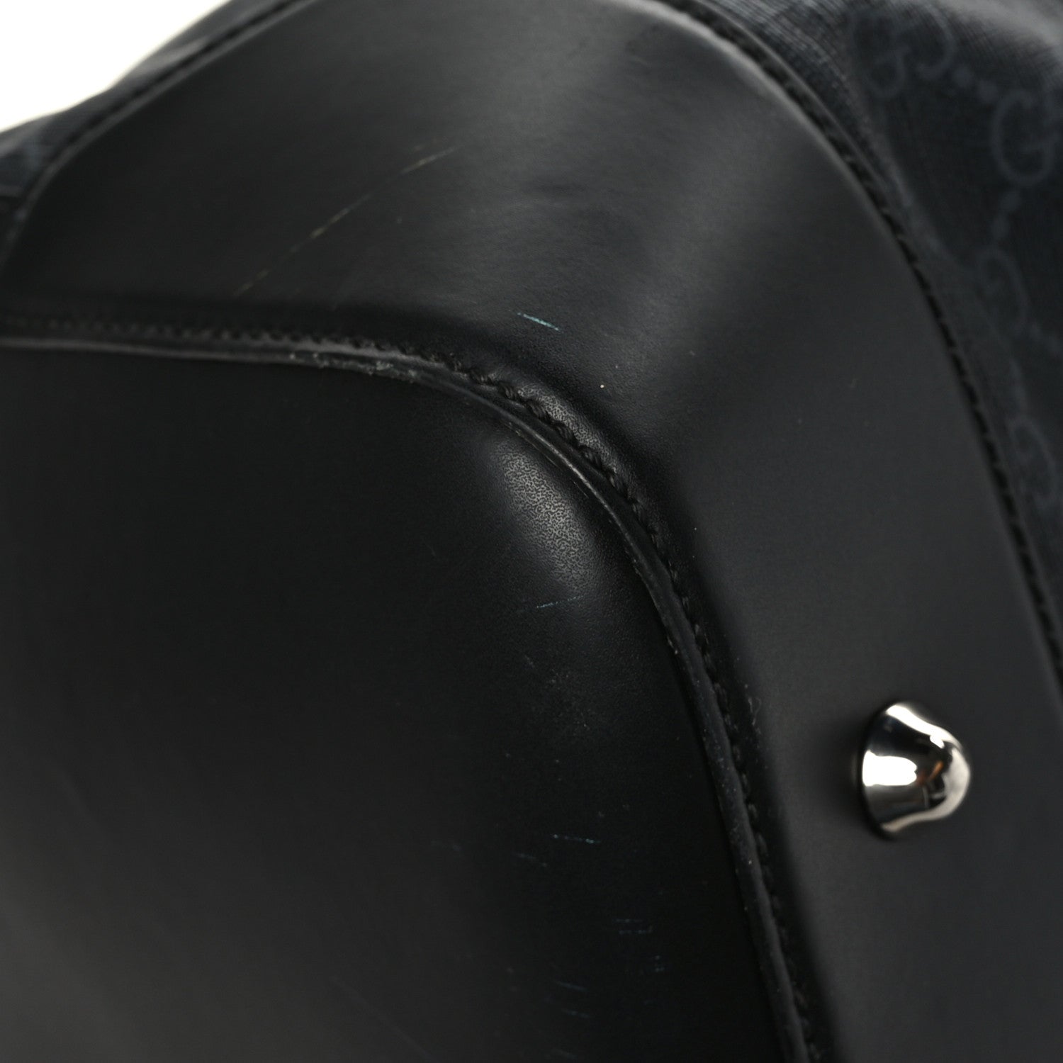 Gucci Soft GG Supreme Monogram Appia Calfskin Web Large Carry On Duffle Bag Black Grey 10 of 11