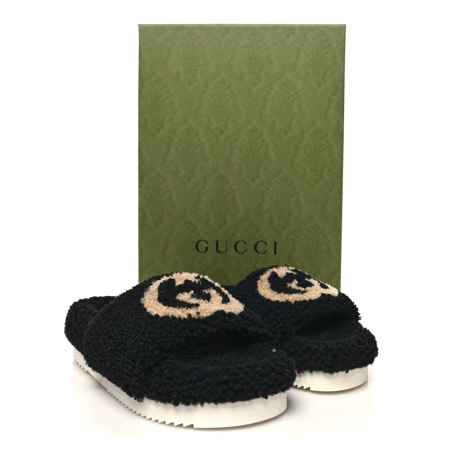 Gucci Shearling Womens Eileen Slide Sandals 37 Black Butterscotch 9 of 9