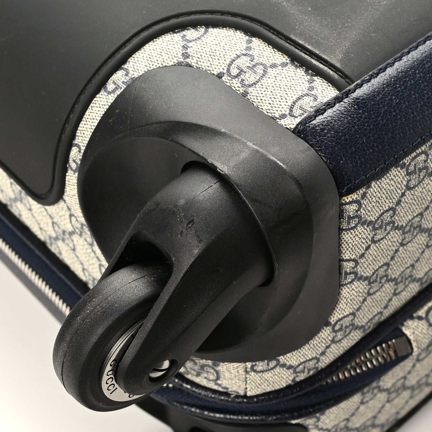GG Supreme Monogram Textured Dollar Calfskin Web Small Savoy Cabin Trolley Beige Blue