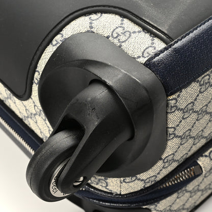 Gucci GG Supreme Monogram Textured Dollar Calfskin Web Small Savoy Cabin Trolley Beige Blue 9 of 9