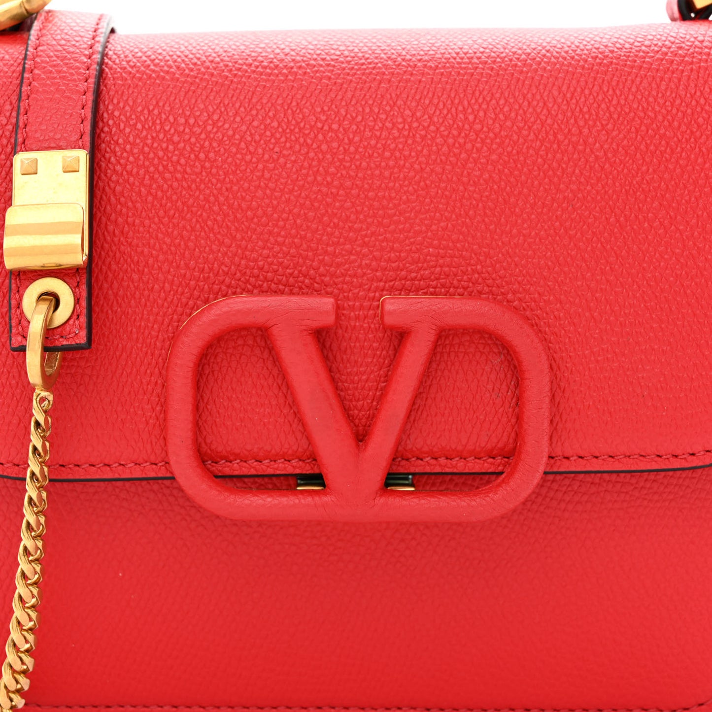 Grained Calfskin Small VSling Shoulder Bag Red