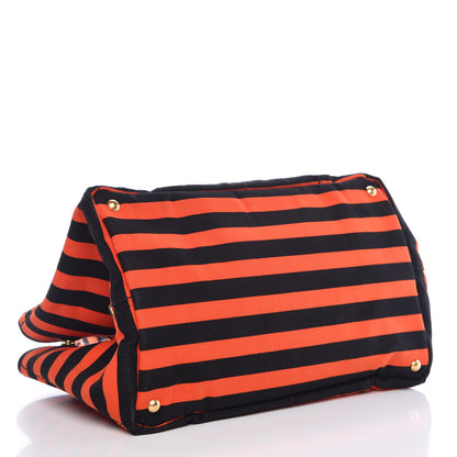 Prada Canapa Striped Tote Arancio 4 of 9