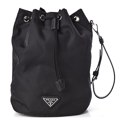 Prada Saffiano Tessuto Nylon Vela Bucket Wristlet Black 1 of 10