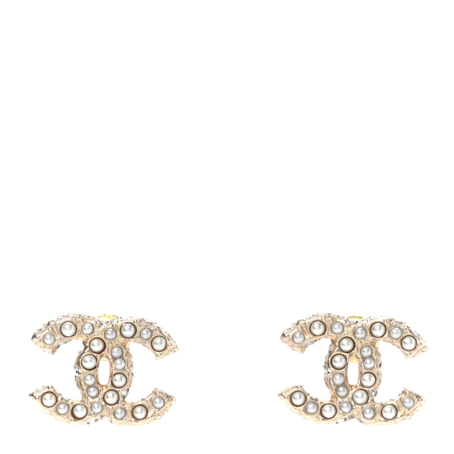 Pearl Crystal CC Earrings Light Gold