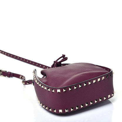 Valentino Garavani Alce Printed Calfskin Rockstud Bucket Bag Garnet 4 of 9