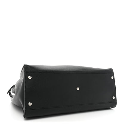 Fendi Vitello Dolce Marmol Patent Crocodile Trapuntata Large Peekaboo Iconic Satchel Black Fumo 4 of 15