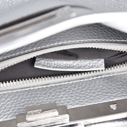 Fendi Cuoio Romano Lux Selleria Medium Peekaboo Iconic Satchel Argento 8 of 8