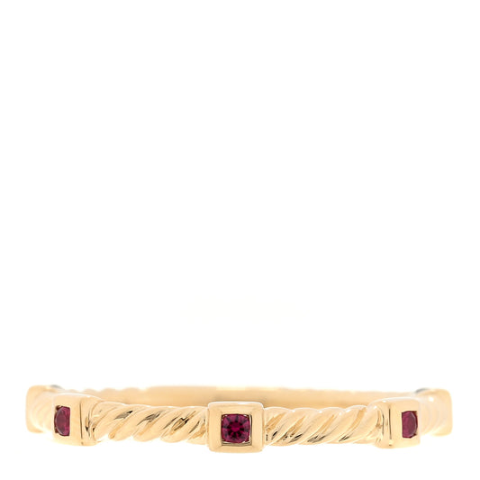 18K Yellow Gold Ruby Cable Collectibles Stack Ring 60 9