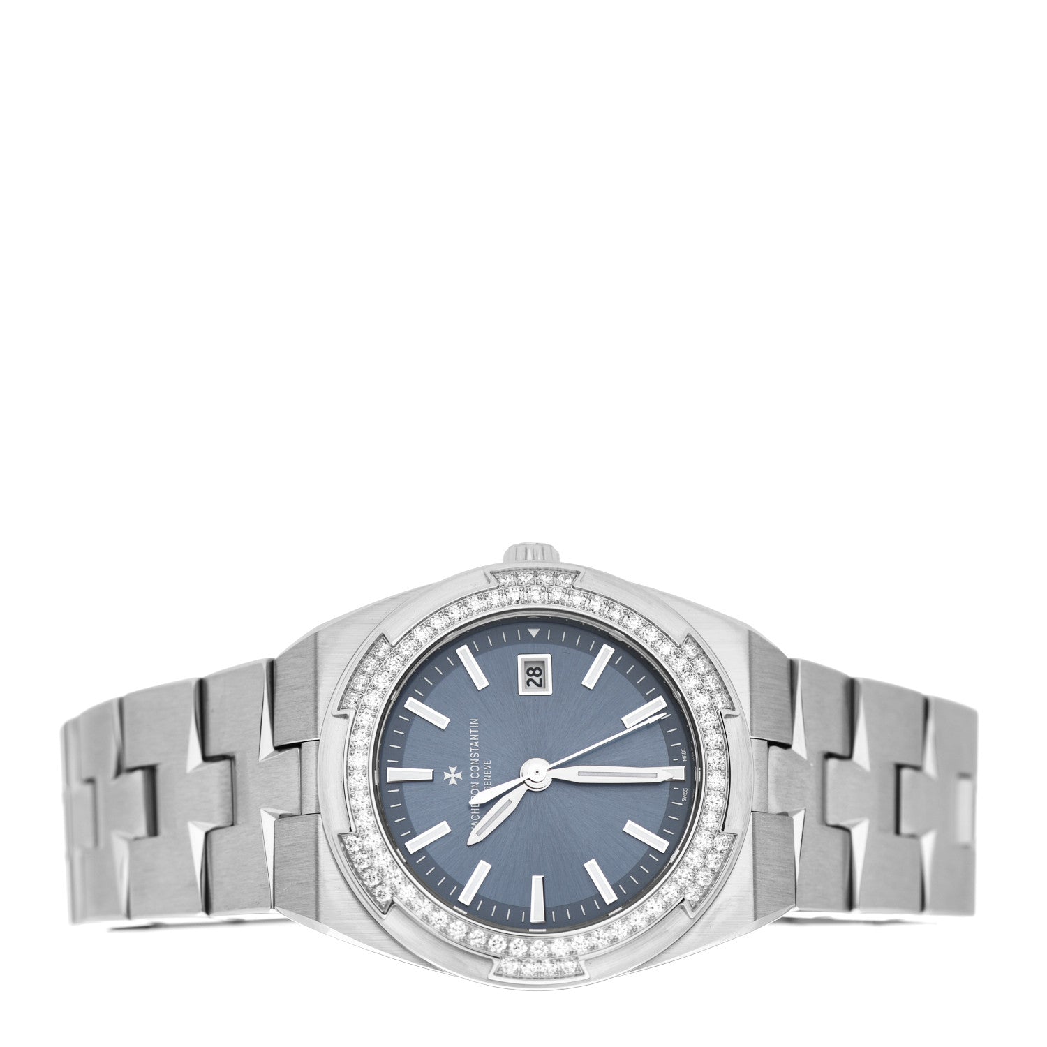 Vacheron Constantin Stainless Steel Diamond Bezel 33mm Overseas Quartz Watch Blue 1205V/100A-B590 2 of 6