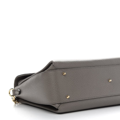 Gucci Dollar Calfskin Medium Interlocking G Top Handle Shoulder Bag Loess 8 of 9