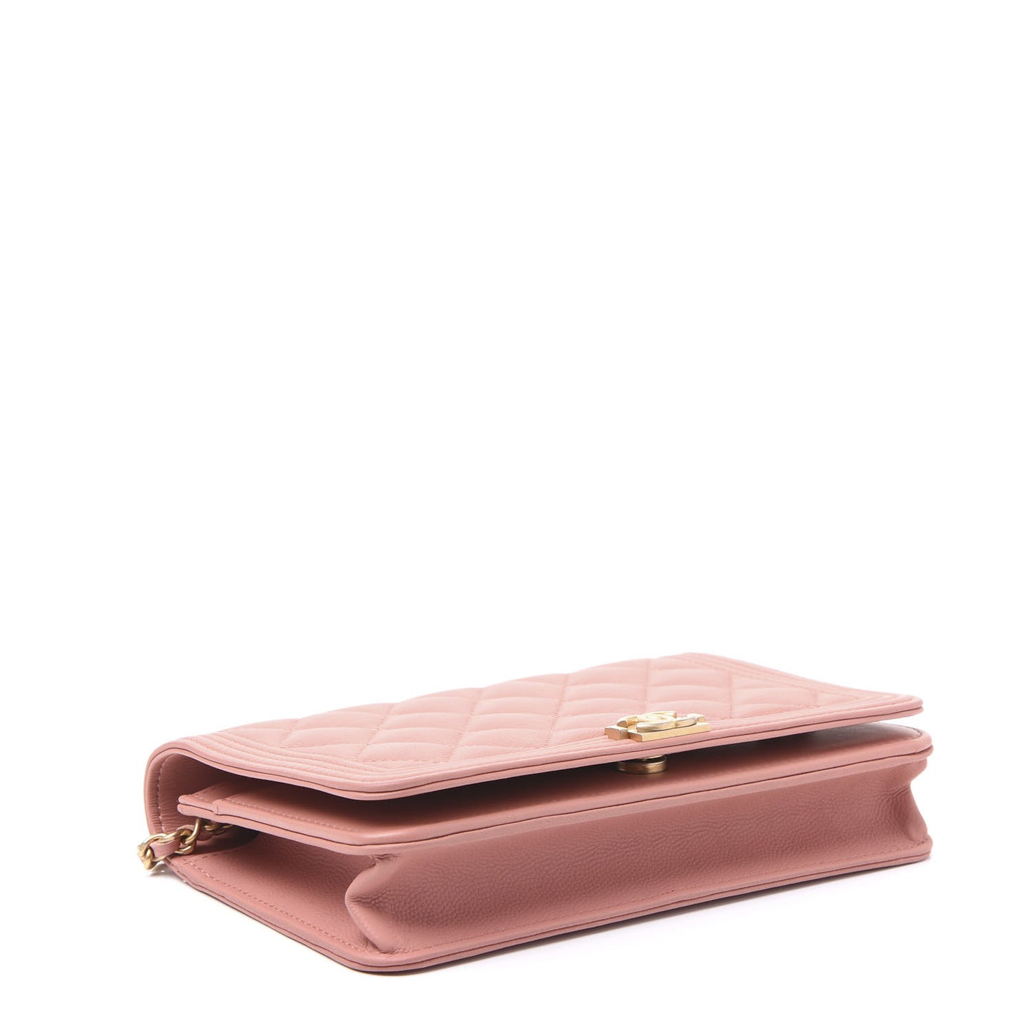 Caviar Quilted Boy Wallet On Chain WOC Light Pink