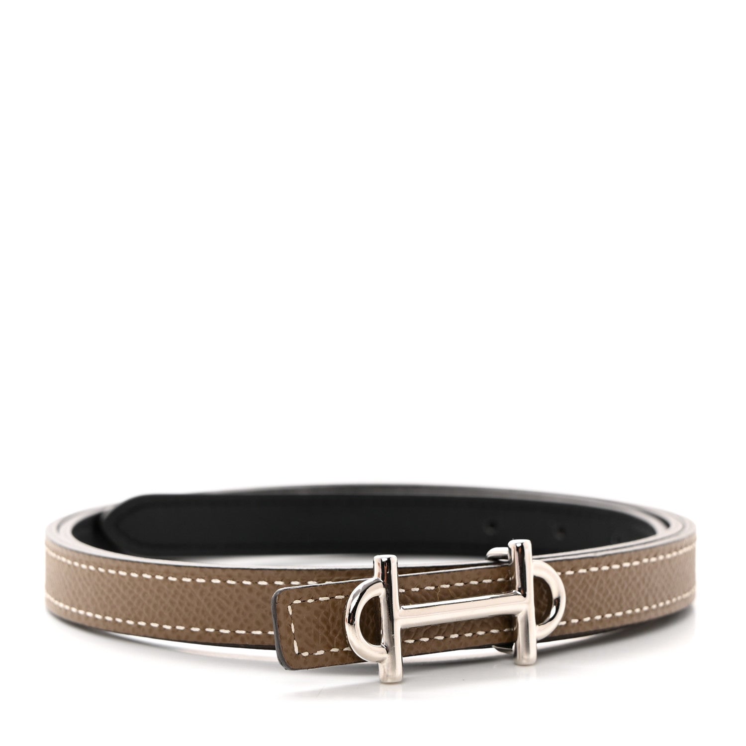 Hermes Swift Epsom 13mm Gamma Belt 85 34 Black Etoupe 1 of 6