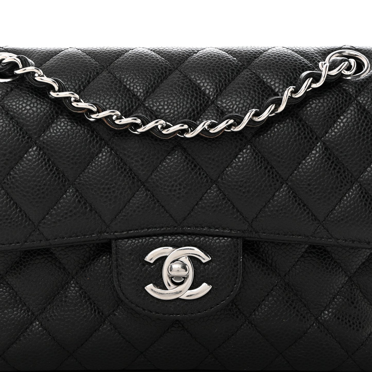 Caviar Quilted Small Double Flap Black