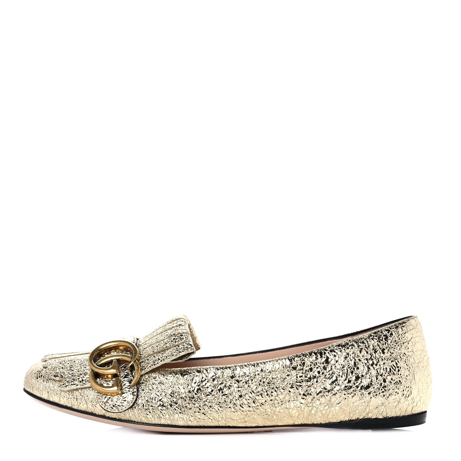 Gucci Galassia GG Marmont Fringe Flats 37 Platino 1 of 9
