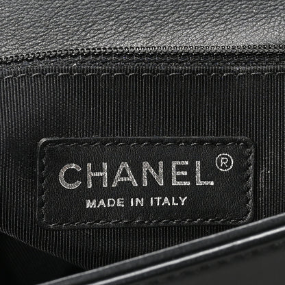 Chanel Calfskin Quilted Checkerboard Trim New Medium Boy Flap Black White 6 of 11