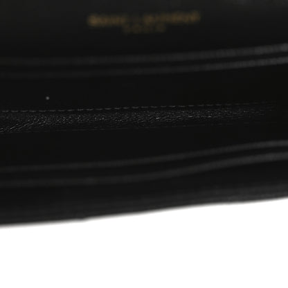 Saint Laurent Grain De Poudre Matelasse Chevron Small Monogram Envelope Wallet Black 5 of 10