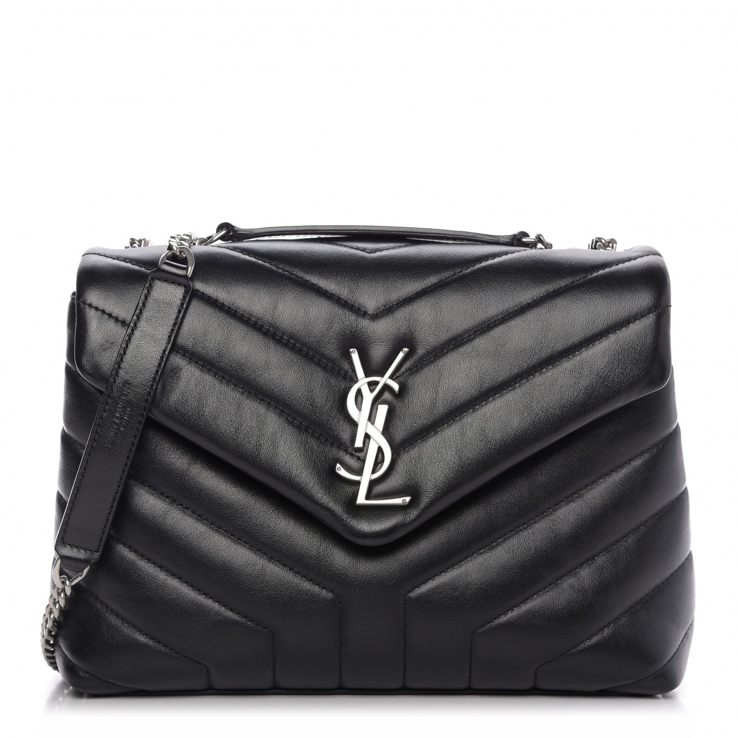 Saint Laurent Calfskin Y Quilted Monogram Small Loulou Chain Satchel Black 1 of 10