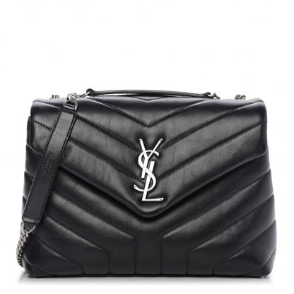 Saint Laurent Calfskin Y Quilted Monogram Small Loulou Chain Satchel Black 1 of 10