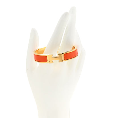 Hermes Enamel Narrow Clic Clac H Bracelet PM Orange 2 of 6