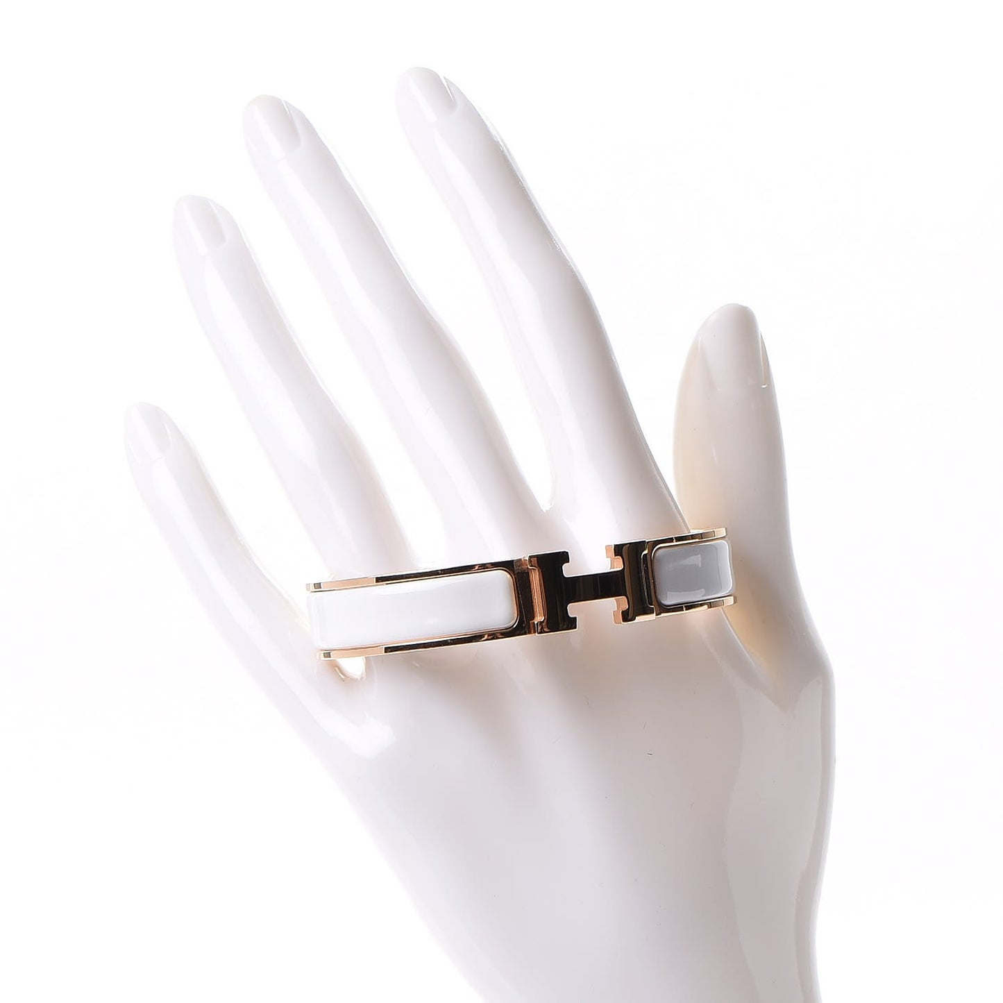 Enamel Narrow Clic Clac H Bracelet GM White