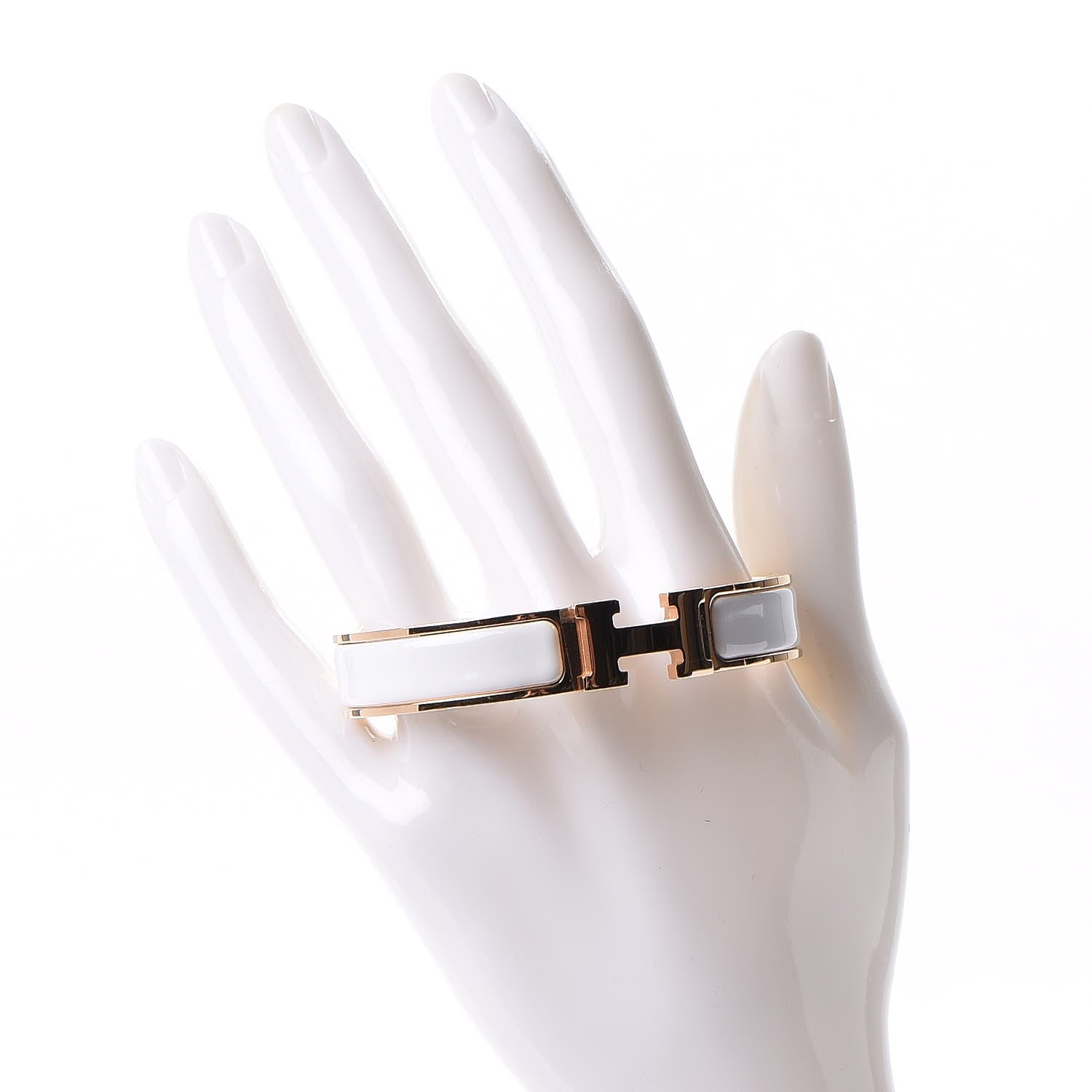 Hermes Enamel Narrow Clic Clac H Bracelet GM White 2 of 5