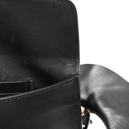 Valentino Garavani Calfskin Crystal Bead Embellished Mini Rockstud Love Story Ruffle Strap Bag Black 18 of 21