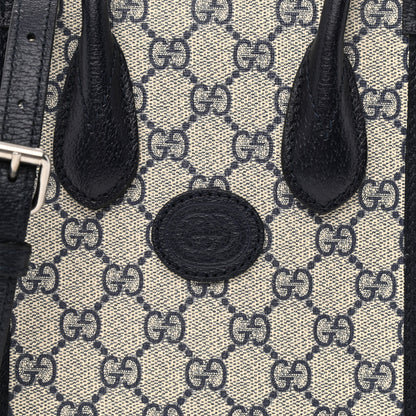 Gucci GG Supreme Monogram Textured Dollar Calfskin Mini Retro Interlocking G Tote Bag Beige Blue 8 of 12