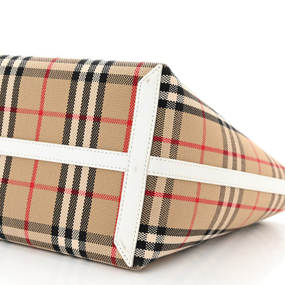 Burberry Cotton Vintage Check Small London Tote Bag White 10 of 11