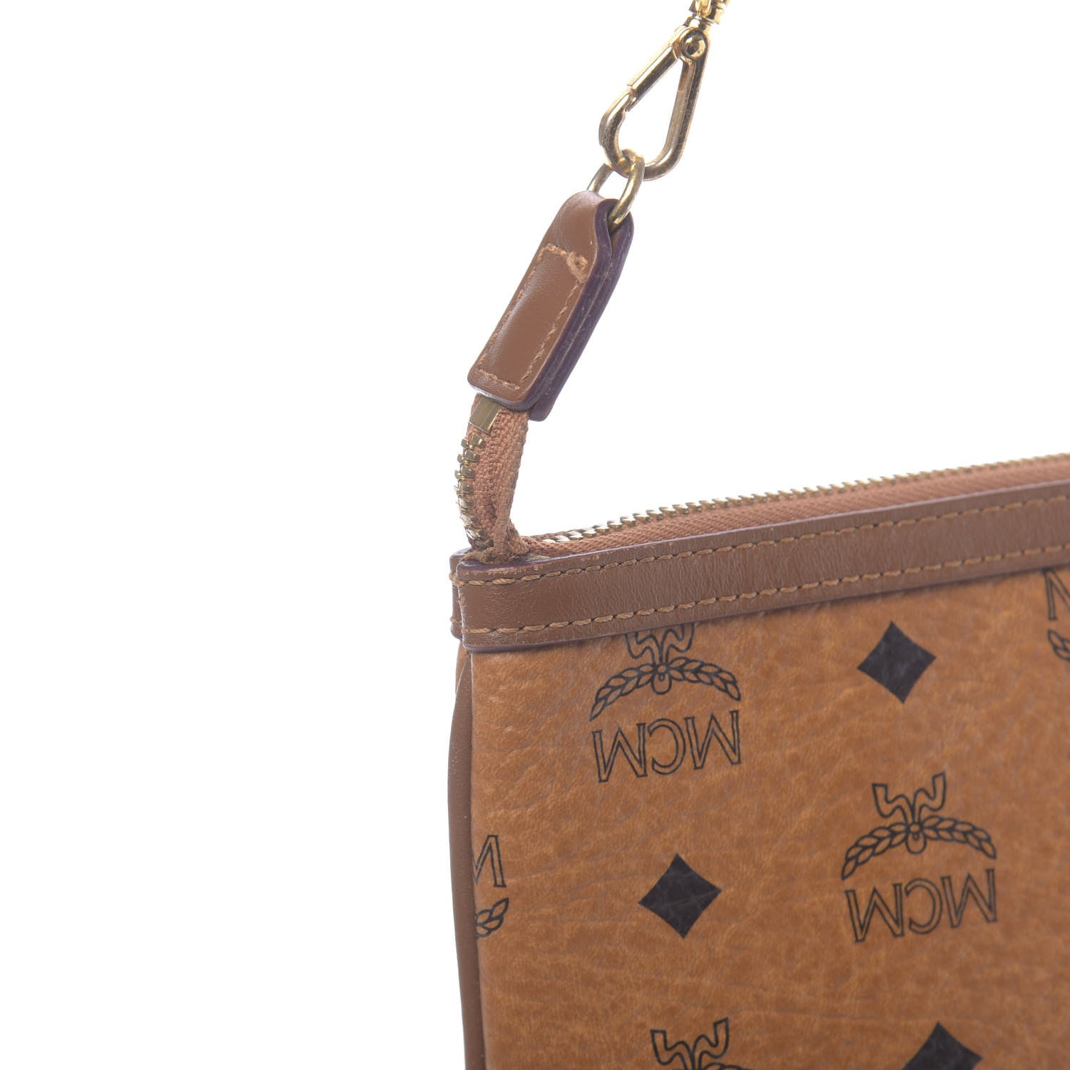 MCM Visetos Liz Shopper Tote Pouch Cognac 13 of 15