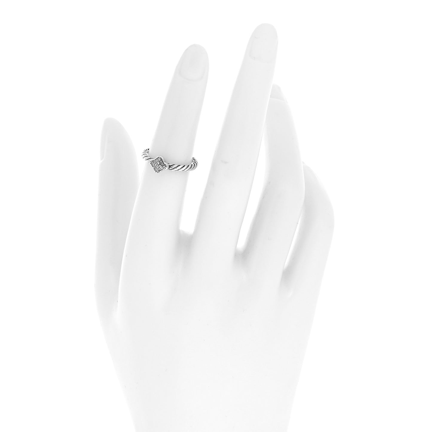 Sterling Silver Diamond Quatrefoil Ring 49 5