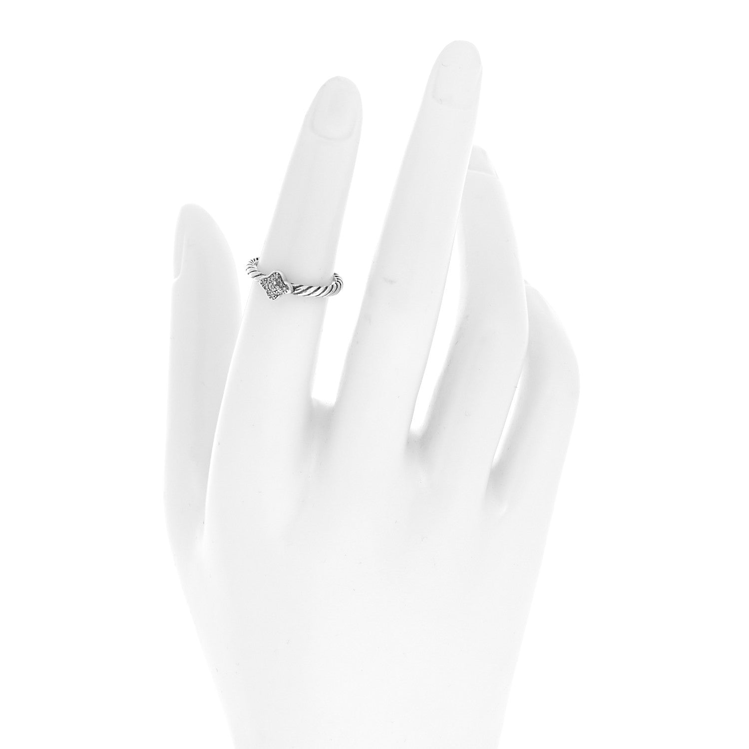 David Yurman Sterling Silver Diamond Quatrefoil Ring 49 5 2 of 4